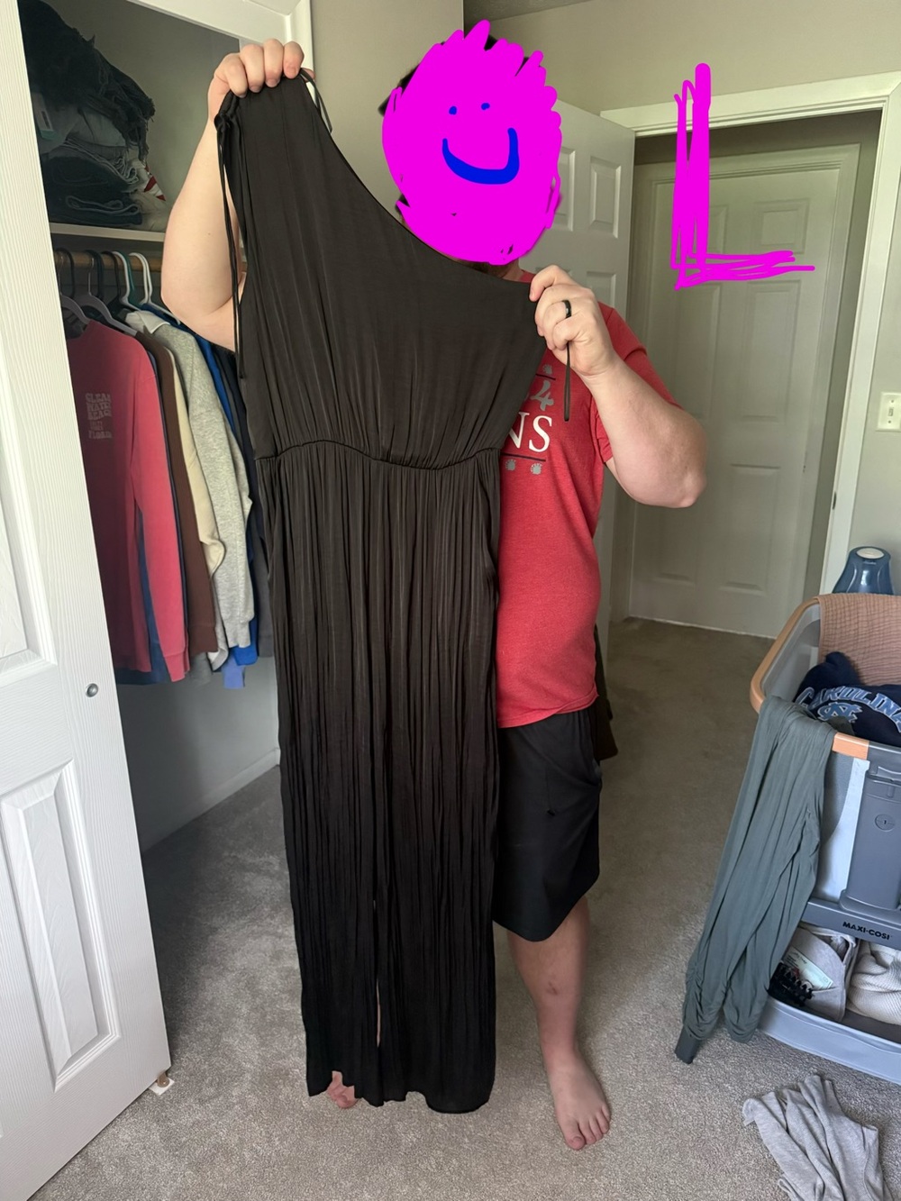 Elegant Black One-Shoulder Maxi Dress